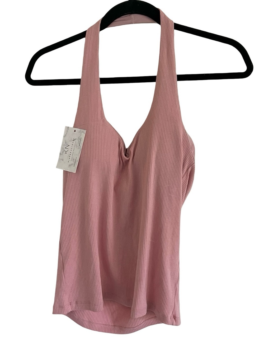 Klassy Network Pink Ribbed Halter Tank Top NWT Large